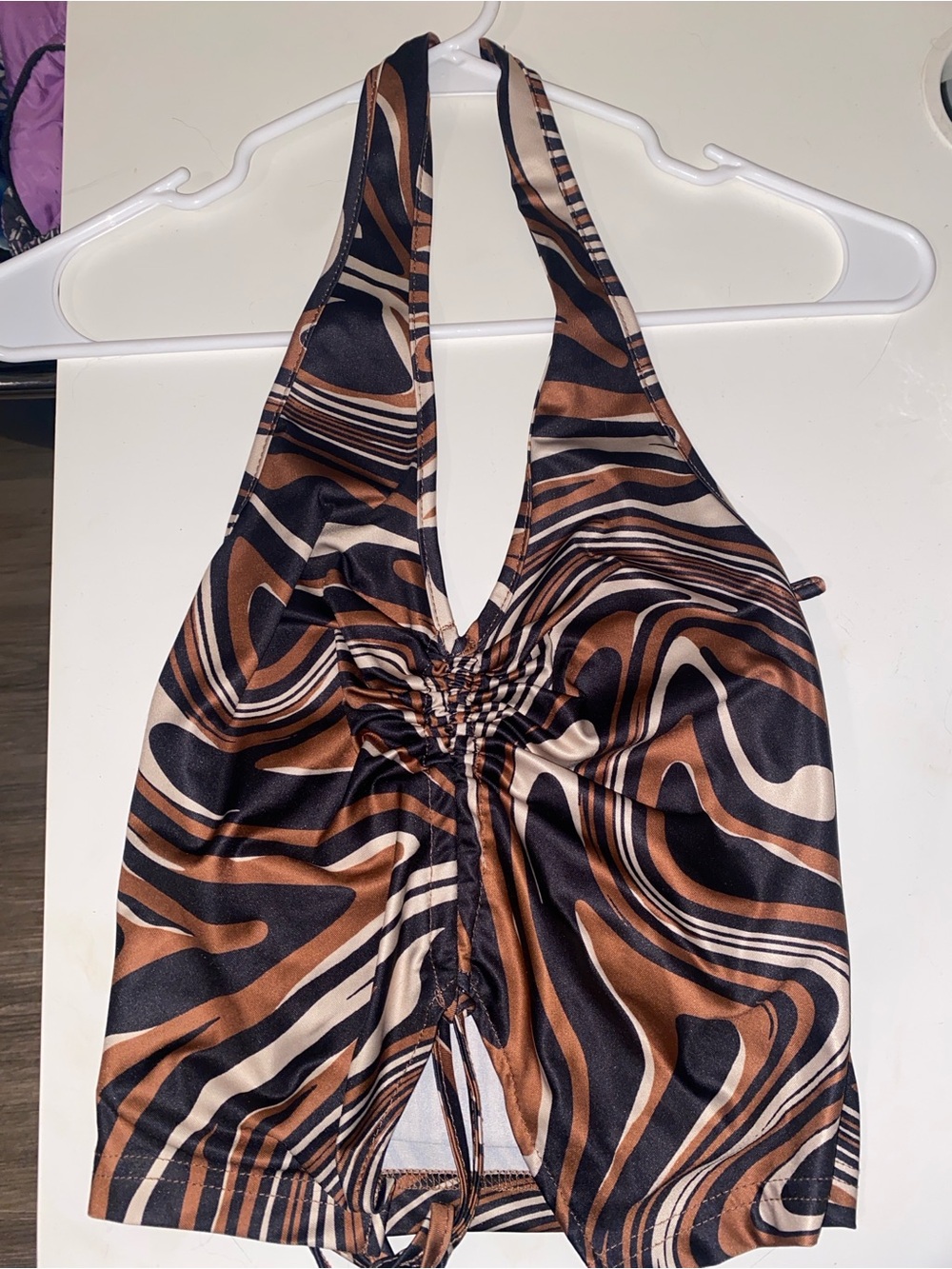 SHEIN Brown Black Swirl Halter Tank Top
